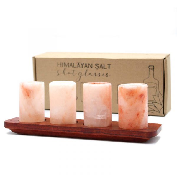 Juego de 4 vasos de chupito de sal del Himalaya