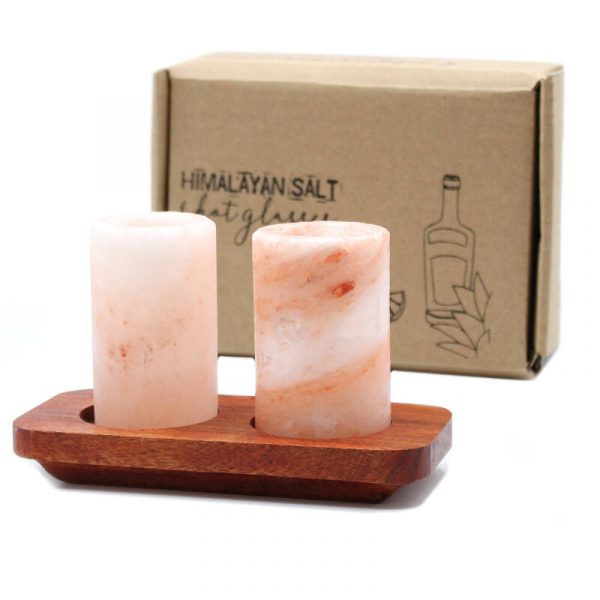 Juego de 2 vasos de chupito de sal del Himalaya