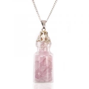 Colgante Frasco de Serenidad en Cuarzo Rosa